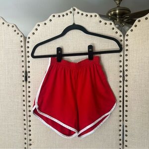 Kids Teen Red Athletic Dolphin Shorts with White Trim